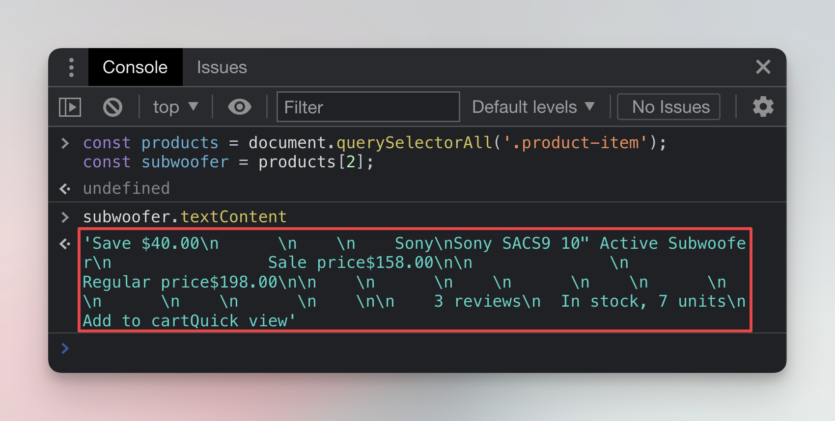 Print text content of parent element